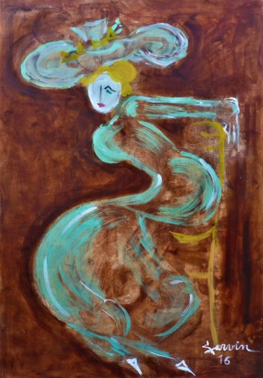Schilderij getiteld "La dame à la chaise" door Servin, Origineel Kunstwerk, Olie