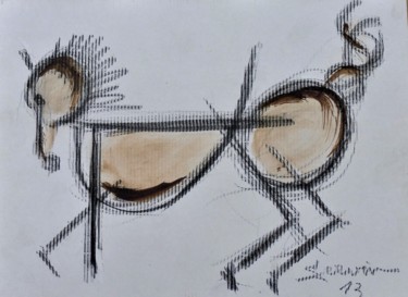 Zeichnungen mit dem Titel "Dessin de cheval cu…" von Servin, Original-Kunstwerk, Bleistift