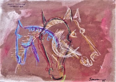 Desenho intitulada "Chevaux triphasés c…" por Servin, Obras de arte originais, Pastel