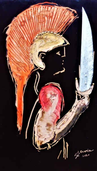 Peinture intitulée "GUERRIER GREC" par Servin, Œuvre d'art originale, Acrylique