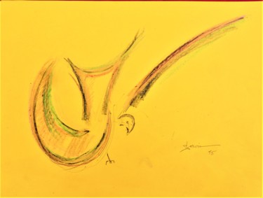 Tekening getiteld "atterrissage" door Servin, Origineel Kunstwerk, Pastel
