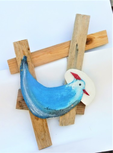 Peinture intitulée "petit oiseau bleu" par Servin, Œuvre d'art originale, Acrylique