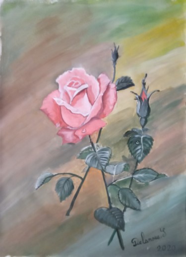 Painting titled "La rose" by Severine Delanoue, Original Artwork, Acrylic