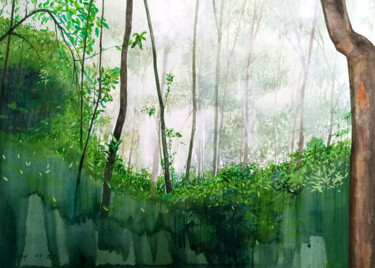 Painting titled "Forest" by Seven E, Original Artwork, Watercolor