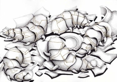 Dibujo titulada "Zerfall - Second fr…" por Séverine Bourgeois, Obra de arte original, Tinta