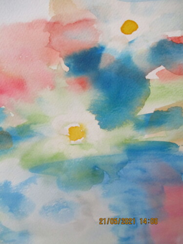 Peinture intitulée "Double soleil" par Severine Prioux, Œuvre d'art originale, Aquarelle