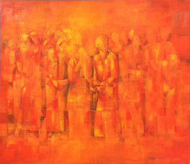 Pintura intitulada "Red Sunday (85x90cm…" por Seyran, Obras de arte originais, Óleo Montado em Armação em madeira