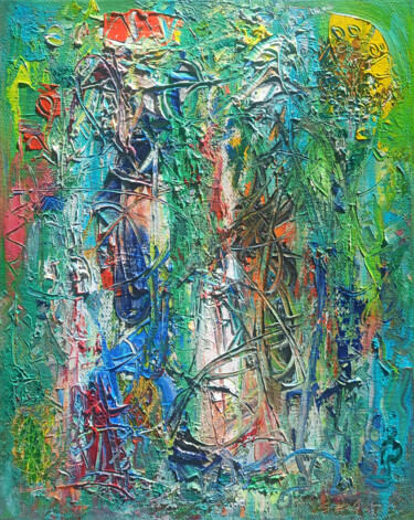 Картина под названием "Emerald Breeze" - Seyran, Подлинное произведение искусства, Масло Установлен на Деревянная рама для н…