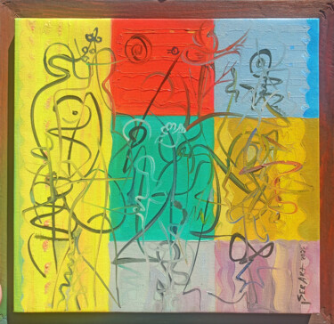 Painting titled "Vibrant Expressions" by Seyran, Original Artwork, Oil Mounted on Wood Stretcher frame