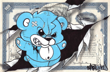 Картина под названием "Angry Blue" - Shadee K, Подлинное произведение искусства, Акрил