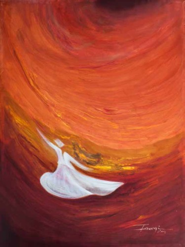 Painting titled "Whirling Dervishes 8" by Shafique Farooqi, Original Artwork, Oil