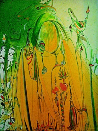 Schilderij getiteld "Maharani (Eastern P…" door Shafique Farooqi, Origineel Kunstwerk, Aquarel