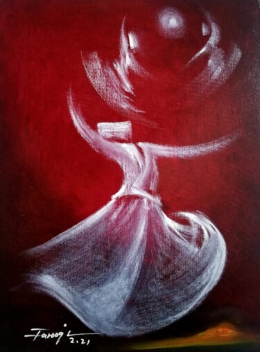 Malarstwo zatytułowany „Whirling Dervishes.1” autorstwa Shafique Farooqi, Oryginalna praca, Olej