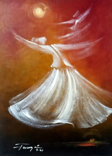 Pintura titulada "Whirling Dervishes.8" por Shafique Farooqi, Obra de arte original, Oleo