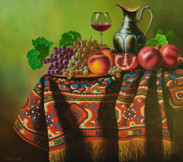 Painting titled "Still life with car…" by Shahen Aleksandryan, Original Artwork, Oil