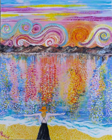 Картина под названием "Van Gogh Sunset" - Shahid Zuberi, Подлинное произведение искусства, Акрил Установлен на Деревянная ра…