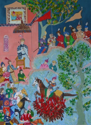 Pintura intitulada "The Fire Ordeal of…" por Shahid Zuberi, Obras de arte originais, Acrílico