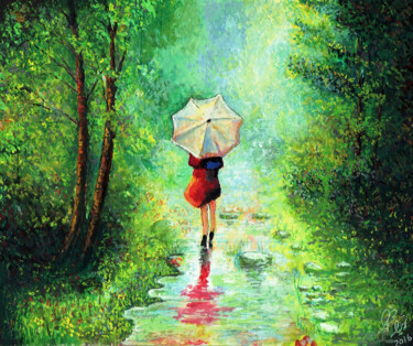 Malerei mit dem Titel "Raining day" von Shahriar Aghakhani, Original-Kunstwerk, Aquarell