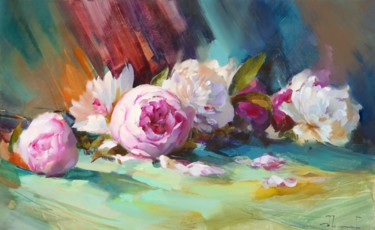 Painting titled "Peonies" by Shalaev Alexey, Original Artwork