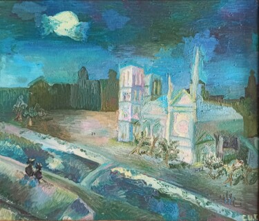 Painting titled "Urban landscape of…" by Shalo"De Sagatel, Original Artwork, Oil