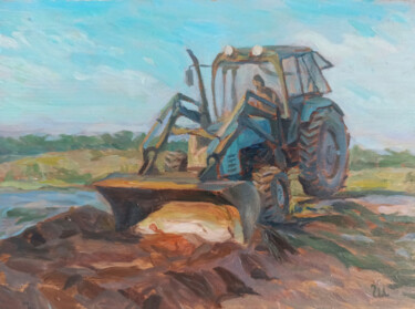 Schilderij getiteld "Tractor. After the…" door Shalo"De Sagatel, Origineel Kunstwerk, Olie