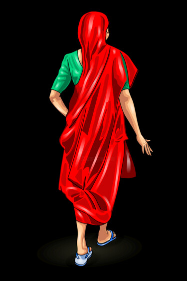 Digital Arts titled "Indian Woman" by Shamim Shaikh, Original Artwork, 2D Digital Work