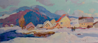 Schilderij getiteld "Winter cold" door Alexander Shandor, Origineel Kunstwerk, Olie