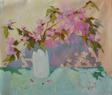Malerei mit dem Titel "Sakura _ oil on can…" von Alexander Shandor, Original-Kunstwerk, Öl
