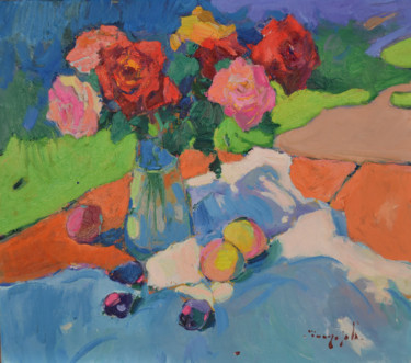 Malerei mit dem Titel "World of flowers" von Alexander Shandor, Original-Kunstwerk, Öl