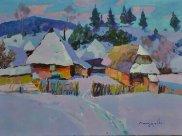 Painting titled "The Winter Palette" by Alexander Shandor, Original Artwork, Oil Mounted on Wood Stretcher frame
