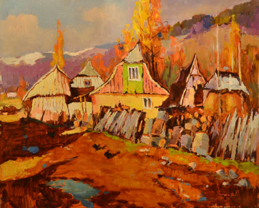 Pittura intitolato "Autumn Carpathian M…" da Alexander Shandor, Opera d'arte originale, Olio