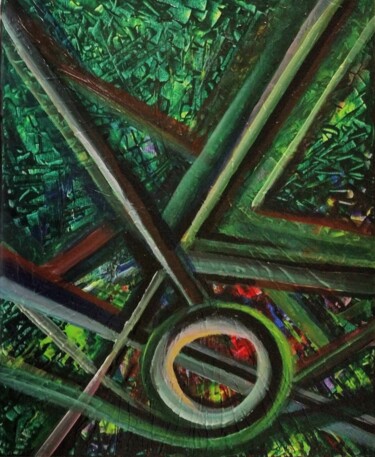 Malerei mit dem Titel "Framing The Green" von Shar'S Art, Original-Kunstwerk, Acryl Auf Keilrahmen aus Holz montiert