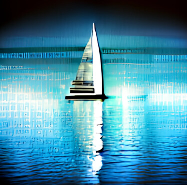Digital Arts titled "Sailboat" by Shar'S Art, Original Artwork, Digital Painting
