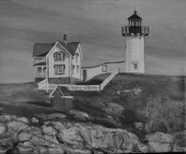 Painting titled "Nubble Lighthouse,…" by Shar'S Art, Original Artwork, Acrylic