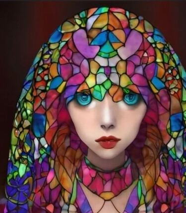 Digitale Kunst mit dem Titel "Girl Abstract Multi…" von Shar'S Art, Original-Kunstwerk, KI-generiertes Bild