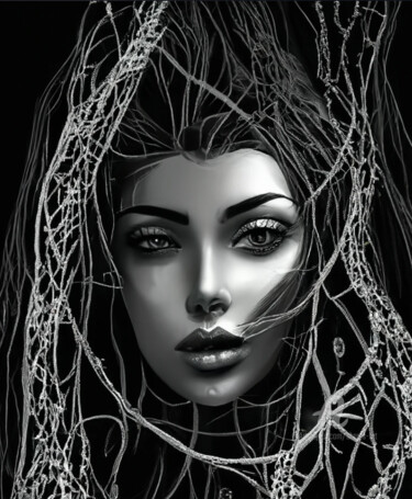 Digital Arts με τίτλο "Dark Side Portrait…" από Shar'S Art, Αυθεντικά έργα τέχνης, Εικόνα που δημιουργήθηκε με AI
