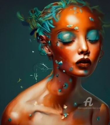 数字艺术 标题为“Turquoise Ethnic La…” 由Shar'S Art, 原创艺术品, AI生成的图像