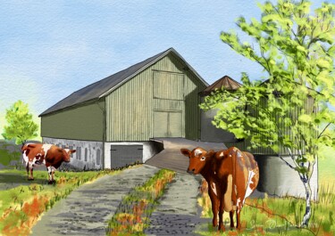 Arte digital titulada "An old barn" por Svein Ove Hareide, Obra de arte original, Pintura Digital