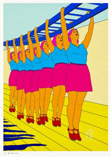 Digitale Kunst mit dem Titel "Gym ladies" von Svein Ove Hareide, Original-Kunstwerk, Digitale Malerei