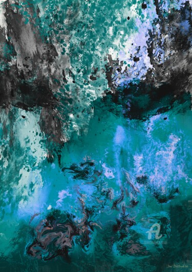 Digital Arts titled "The underwater cave" by Svein Ove Hareide, Original Artwork, Digital Painting