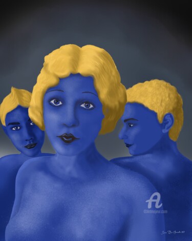 Arte digitale intitolato "Triangulo azul" da Svein Ove Hareide, Opera d'arte originale, Pittura digitale