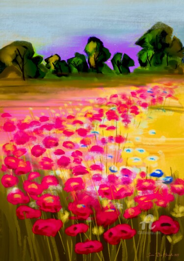 Digital Arts με τίτλο "The poppy medow" από Svein Ove Hareide, Αυθεντικά έργα τέχνης, Ψηφιακή ζωγραφική