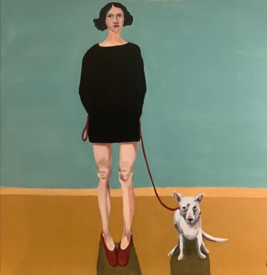 Pintura intitulada "In love with the vet" por Sharon Champion, Obras de arte originais, Acrílico Montado em Armação em madei…