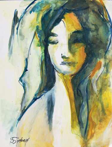 Pittura intitolato "Meditation" da Sharon Sieben, Opera d'arte originale, Acquarello