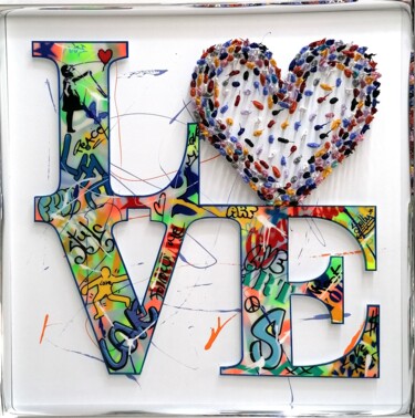 Escultura intitulada "Love Heart Army" por Shelby, Obras de arte originais, Alumínio