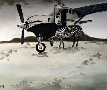 Painting titled "Zebra Stripes" by Shelina Khimji, Original Artwork, Oil Mounted on Wood Stretcher frame