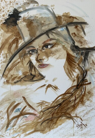 Painting titled "Enigmatic" by Shelina Khimji, Original Artwork, Watercolor Mounted on Wood Stretcher frame