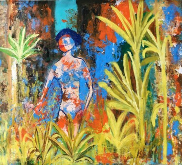 Pittura intitolato "jungle girl" da Shelja_arts Shelja Garg, Opera d'arte originale, Acrilico