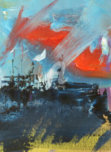 Schilderij getiteld "Ciel du Nord" door Shelleigh Ocio, Origineel Kunstwerk, Olie