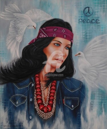 Peinture intitulée ""Peace"" par Shena Ajuelos, Œuvre d'art originale, Huile